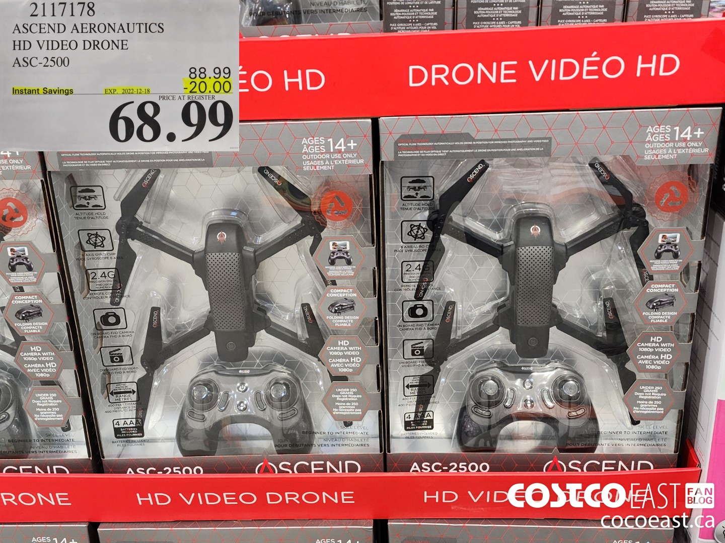 2117178 ASCEND AERONAUTICS HD VIDEO DRONE ASC-2500 ($20.00 INSTANT SAVINGS EXPIRES ON 2022-12-18) $68.99