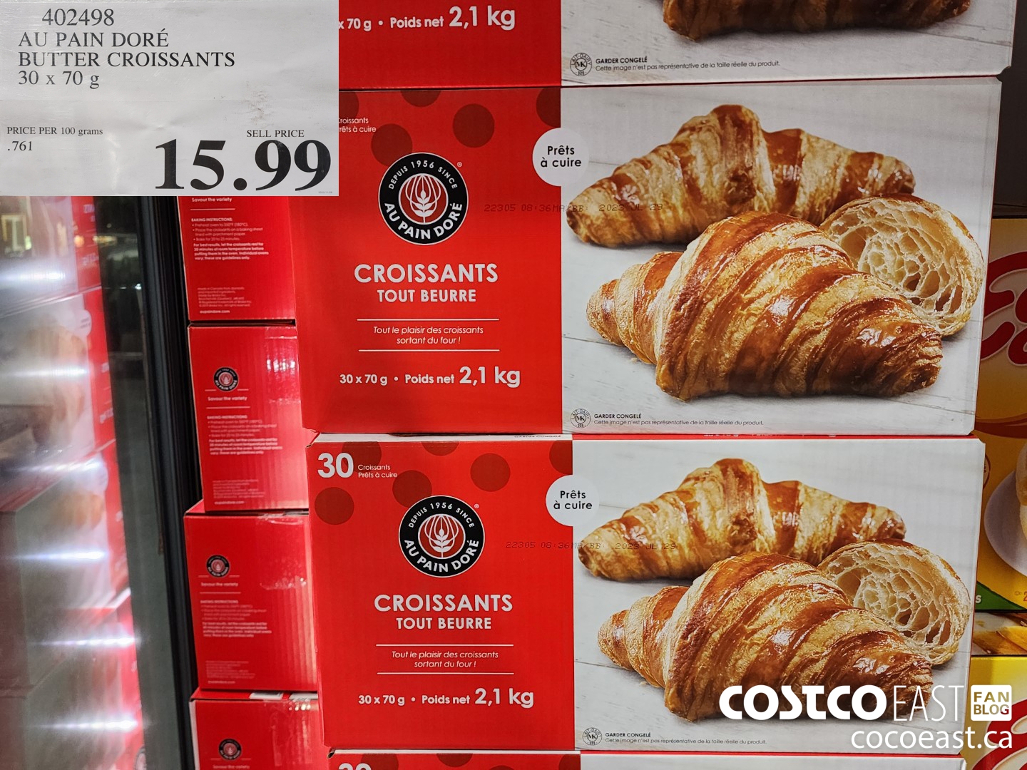 402498 AU PAIN DORE BUTTER CROISSANTS 30 X 70 G $15.99