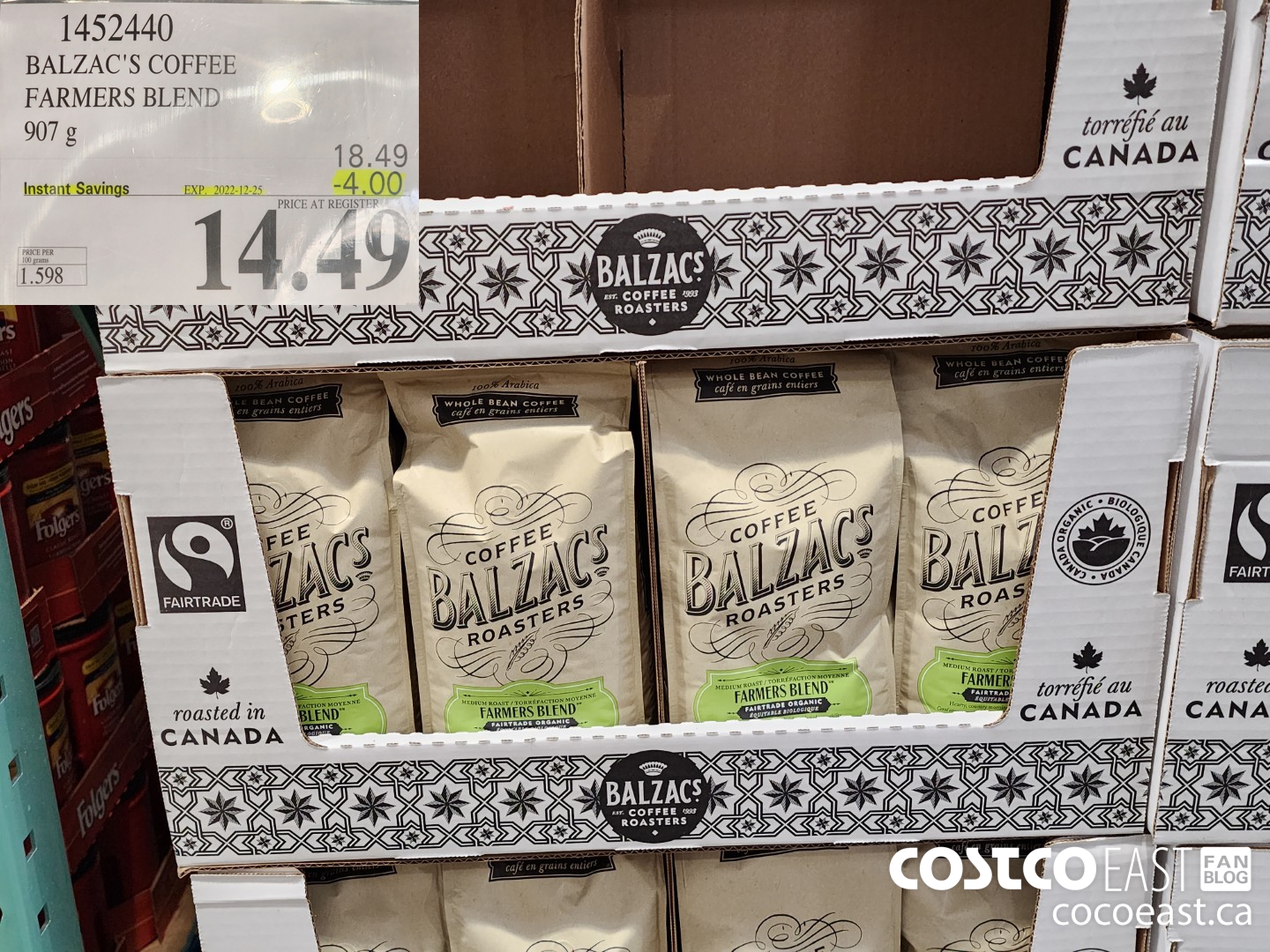 1452440 BALZAC'S COFFEE FARMERS BLEND 907 g ($4.00 INSTANT SAVINGS EXPIRES ON 2022-12-25) $14.49