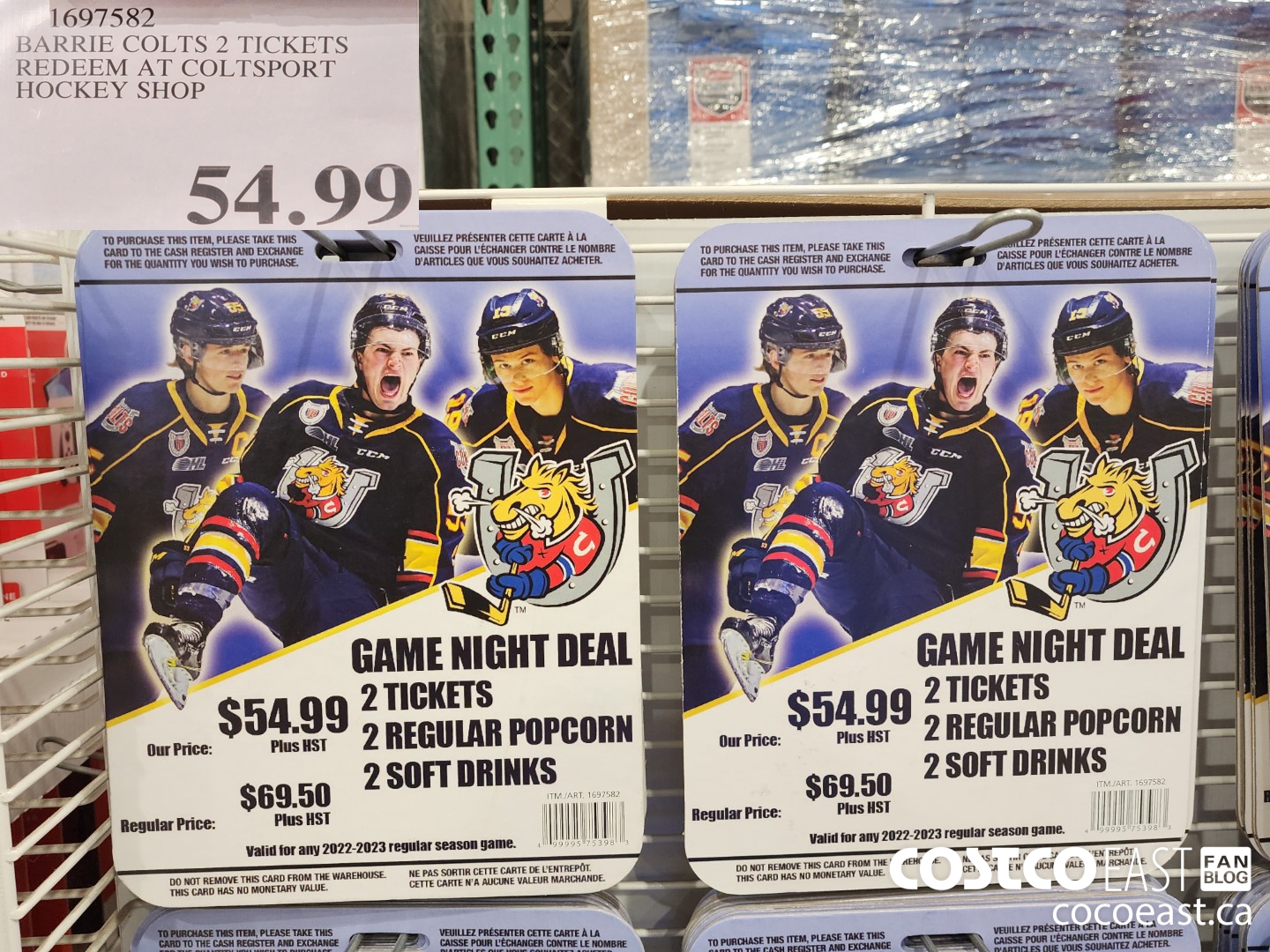 1697582 BARRIE COLTS 2 TICKETS REDEEM AT COLTSPORT HOCKEY SHOP $54.99