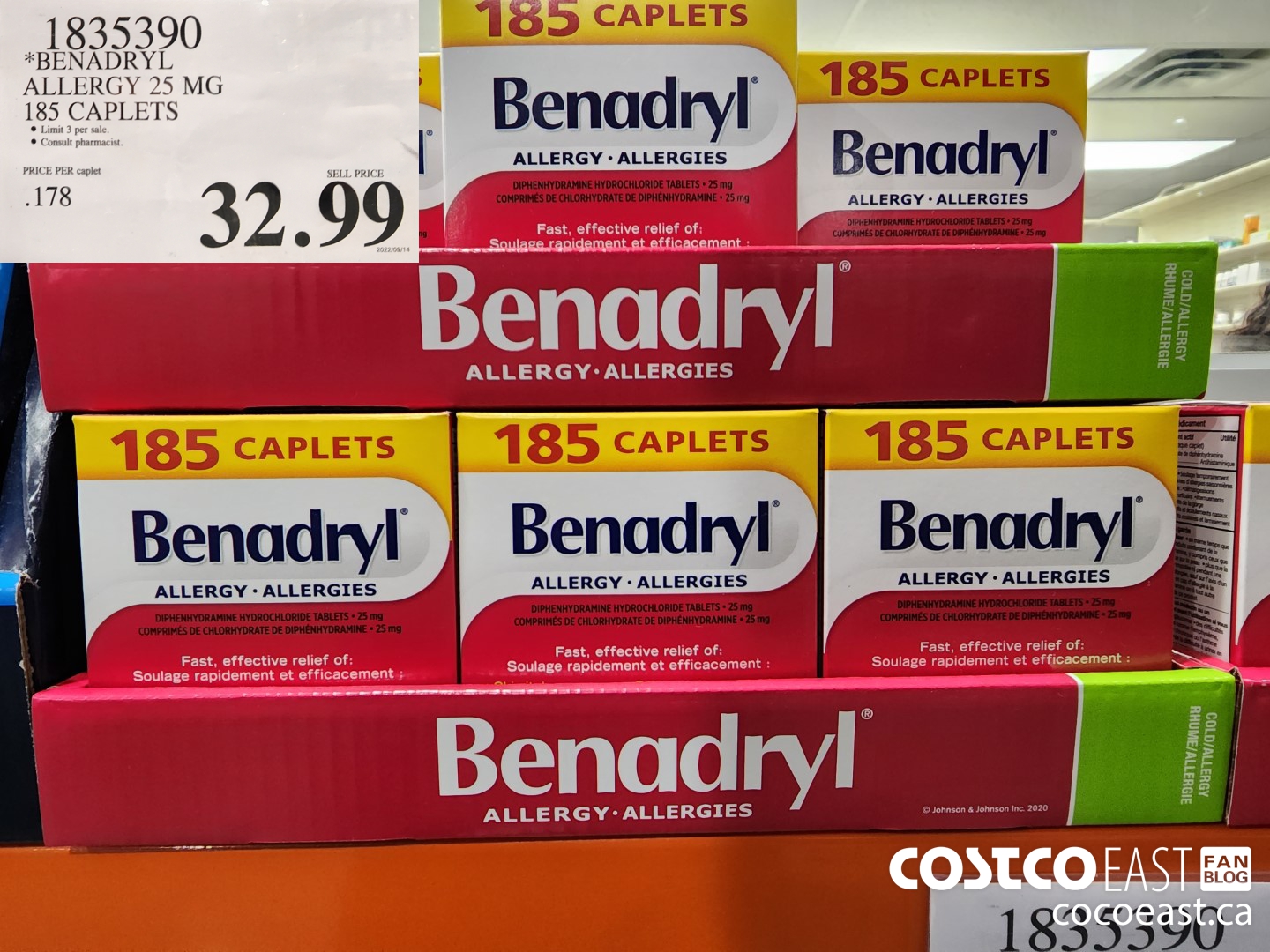 1835390 *BENADRYL ALLERGY 25 MG 185 CAPLETS $32.99