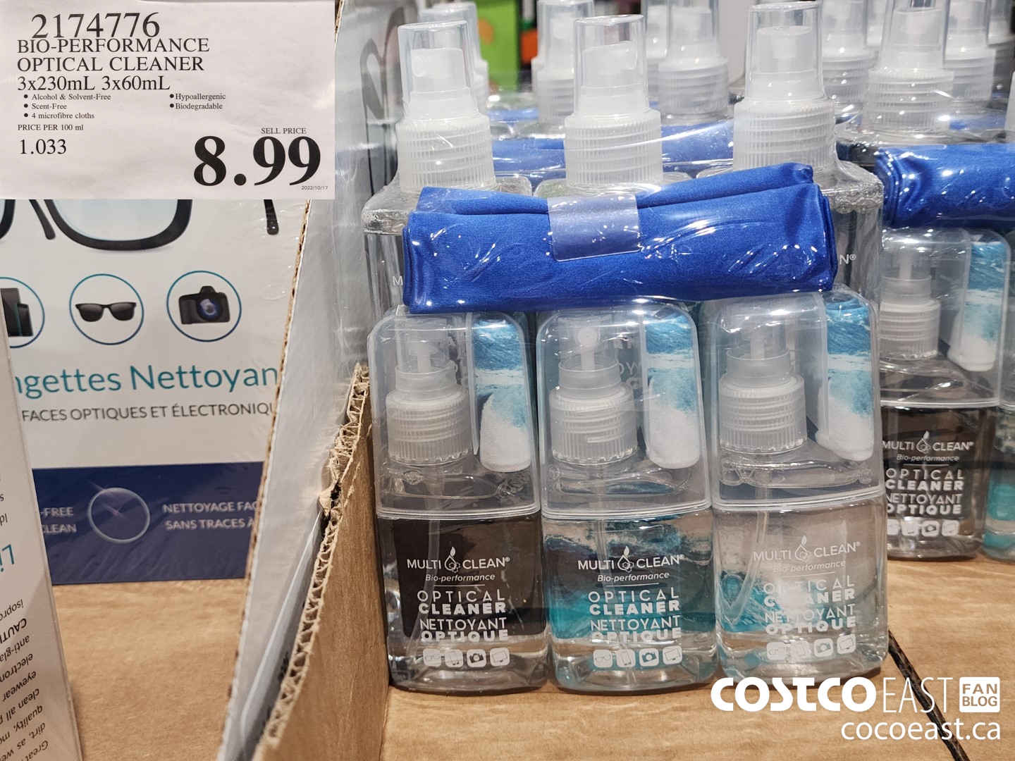 2174776 BIO-PERFORMANCE OPTICAL CLEANER 3x230mL 3x60mL $8.99