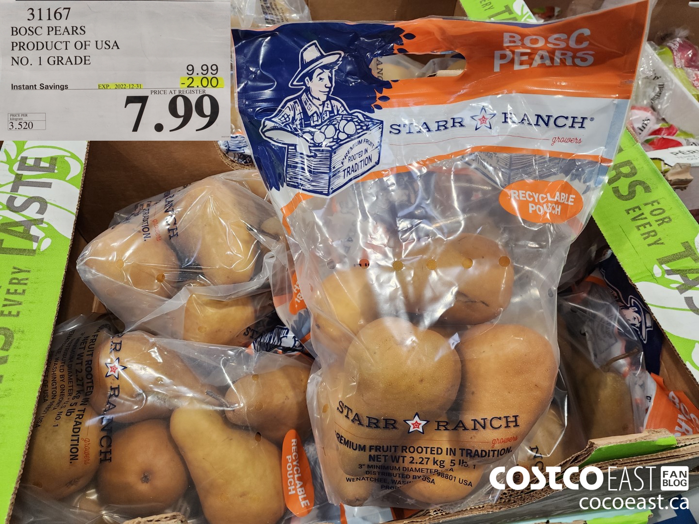 31167 BOSC PEARS PRODUCT OF USA NO. 1 GRADE 20212-12-31 ($2.00 INSTANT SAVINGS) $7.99