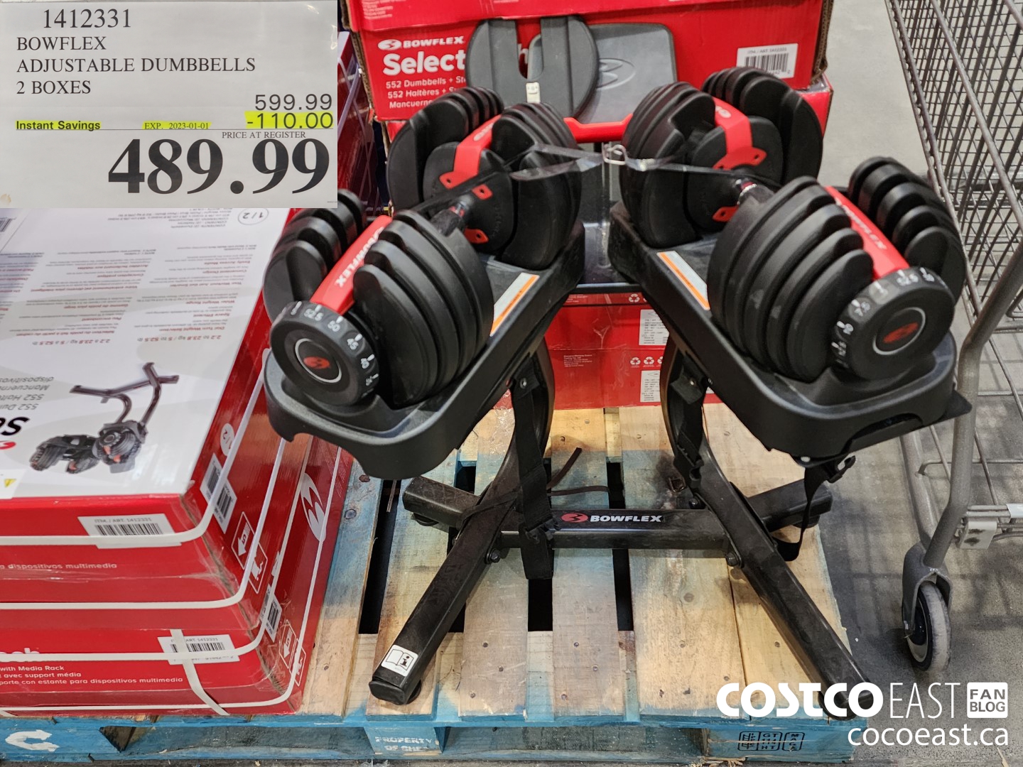 1412331 BOWFLEX ADJUSTABLE DUMBELLS 2 BOXES ($110.00 INSTANT SAVINGS EXPIRES ON 2023-01-01) $489.99