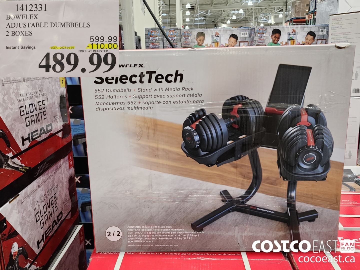 1412331 BOWFLEX ADJUSTABLE DUMBELLS 2 BOXES ($110.00 INSTANT SAVINGS EXPIRES ON 2023-01-01) $489.99