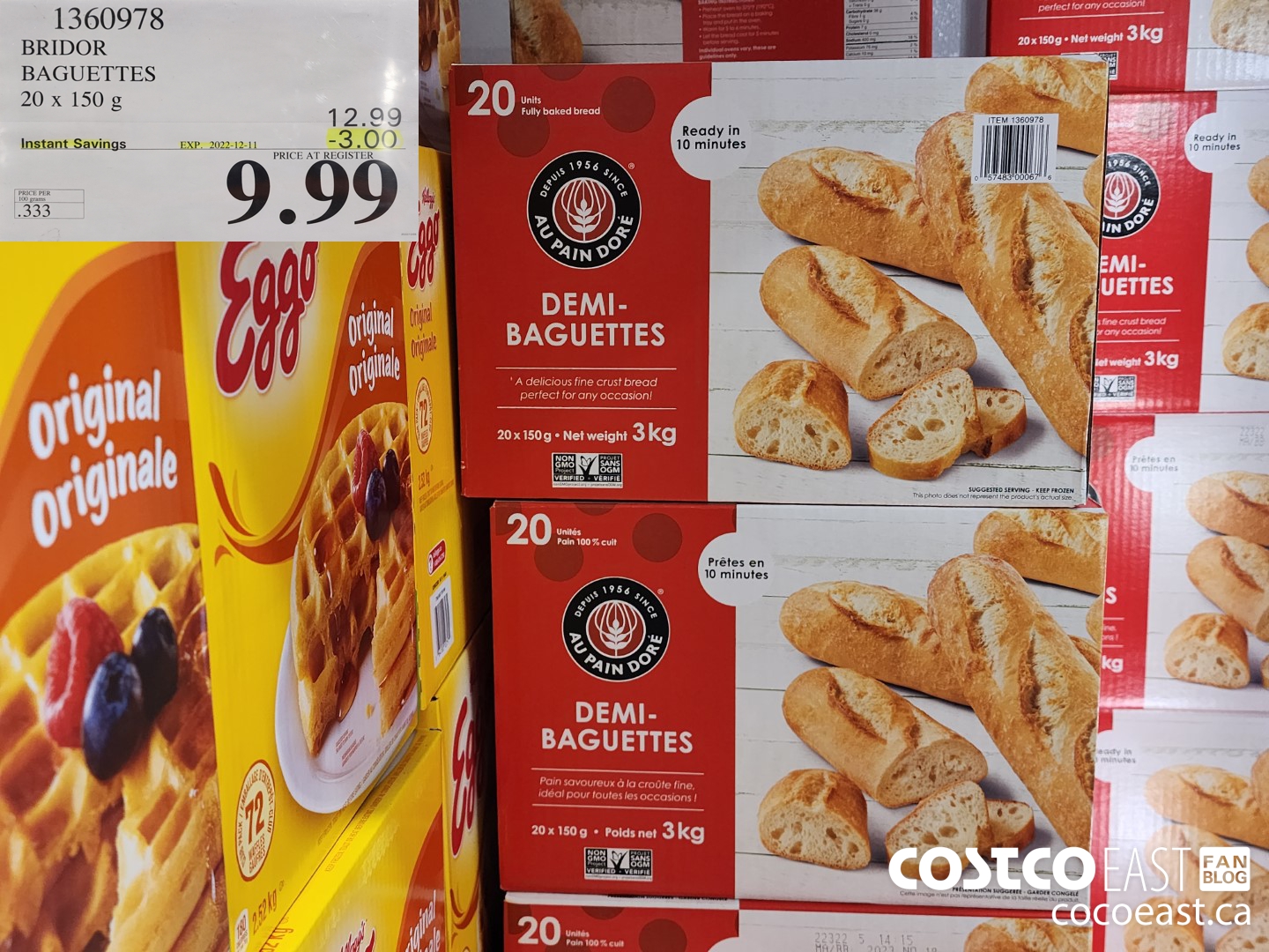 1360978 BRIDOR BAGUETTES 20 X 150 G ($3.00 INSTANT SAVINGS EXPIRES ON 2022-12-11) $9.99
