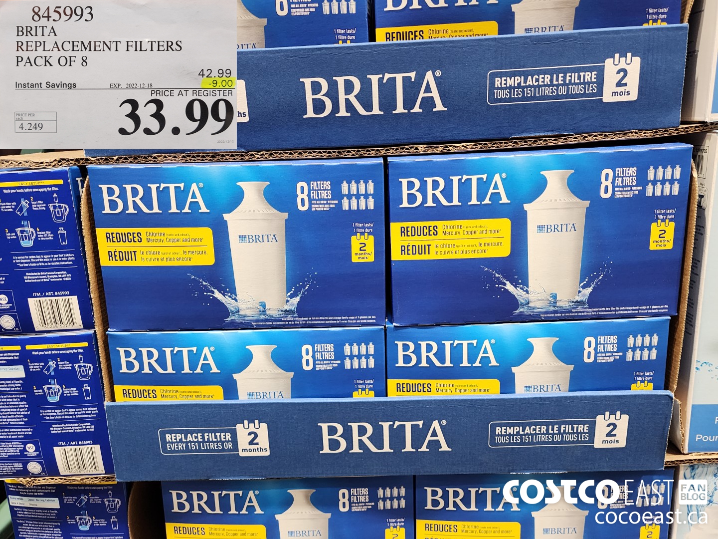 845993 BRITA REPLACEMENT FILTERS PACK OF 8 ($9.00 INSTANT SAVINGS EXPIRES ON 2022-12-18) $33.99