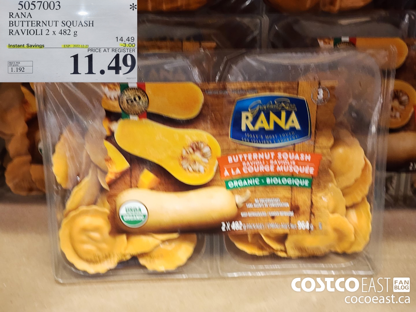 5057003 BUTTERNUT SQUASH RAVIOLI 2 x 482 g ($3.00 INSTANT SAVINGS EXPIRES ON 2022-12-23) $11.49