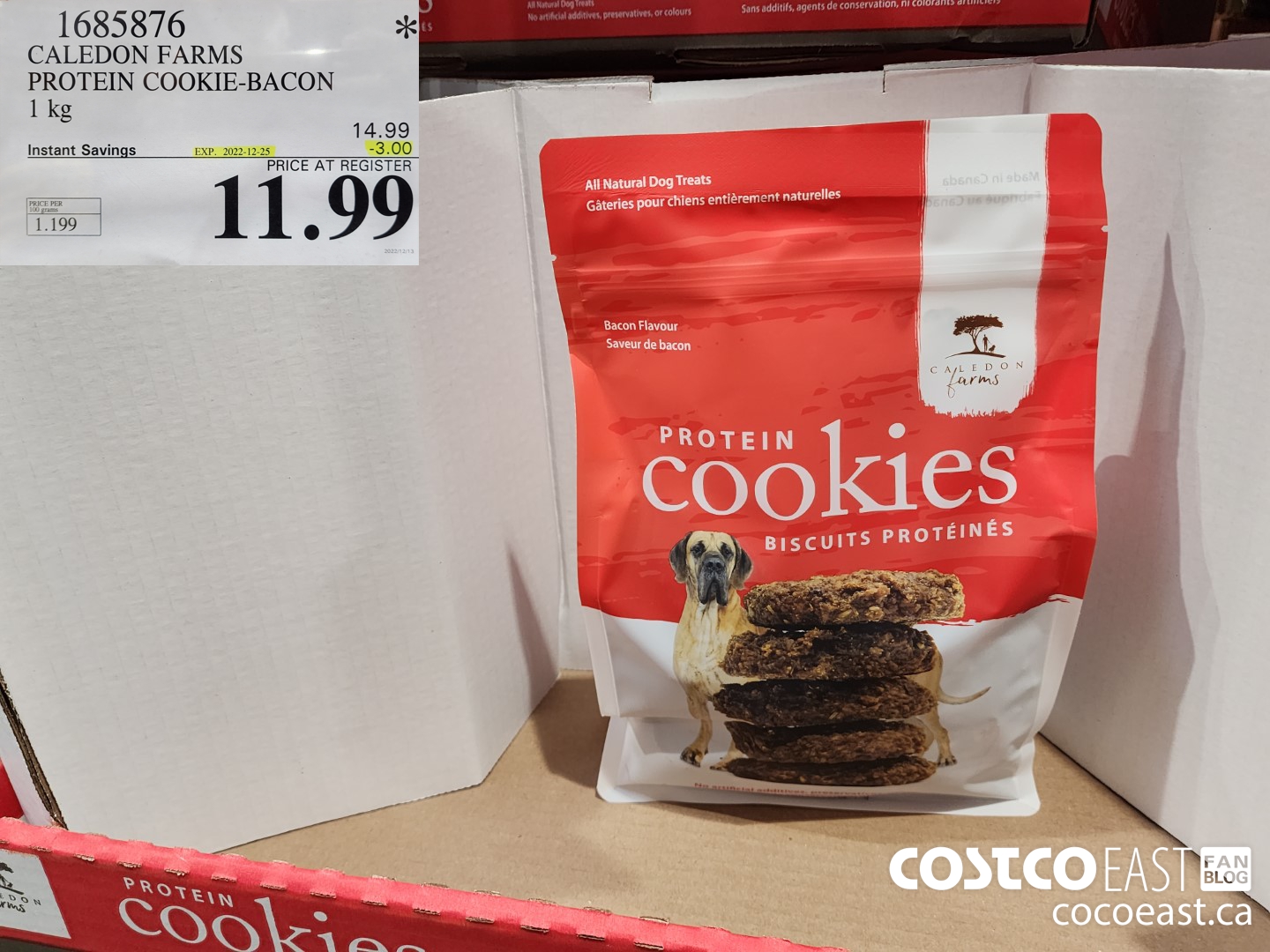 1685876 CALEDON FARMS PROTEIN COOKIE-BACON ($3.00 INSTANT SAVINGS EXPIRES ON 2022-12-25) $11.99