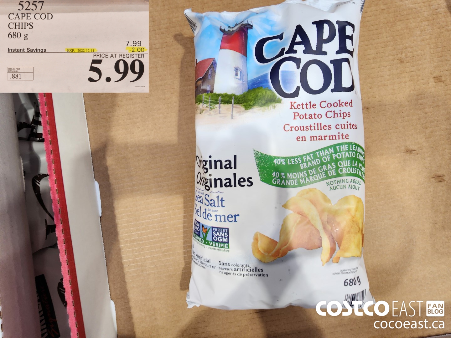 5257 CAPE COD CHIPS 680G 202-12-11 ($2.00 INSTANT SAVINGS) $5.99