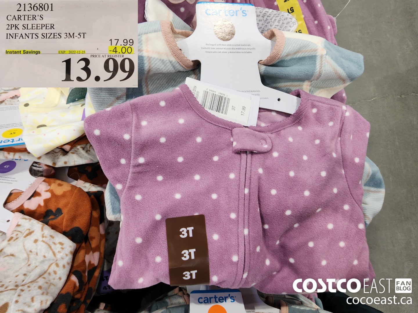 2136801 CARTER'S 2PK SLEEPER INFANTS SIZES 3M-5T ($4.00 INSTANT SAVINGS EXPIRES ON 2022-12-25) $13.99