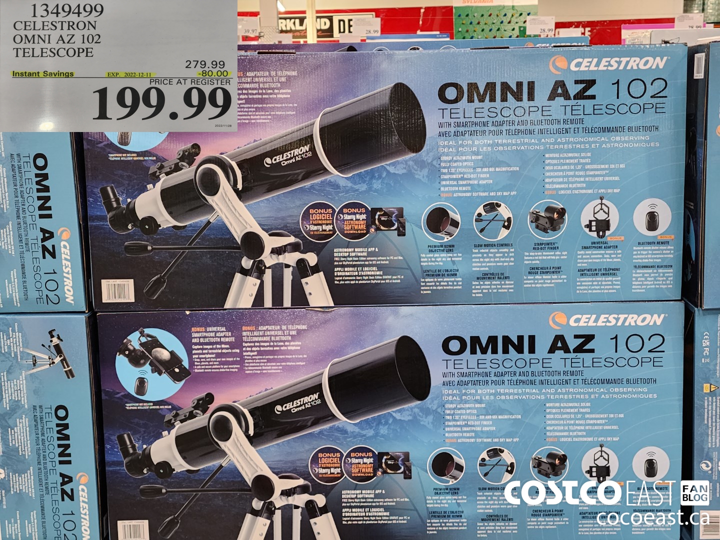 1349499 CELESTRON OMNI AZ 102 TELESCOPE ($80.00 INSTANT SAVINGS EXPIRES ON 2022-12-11) $199.99