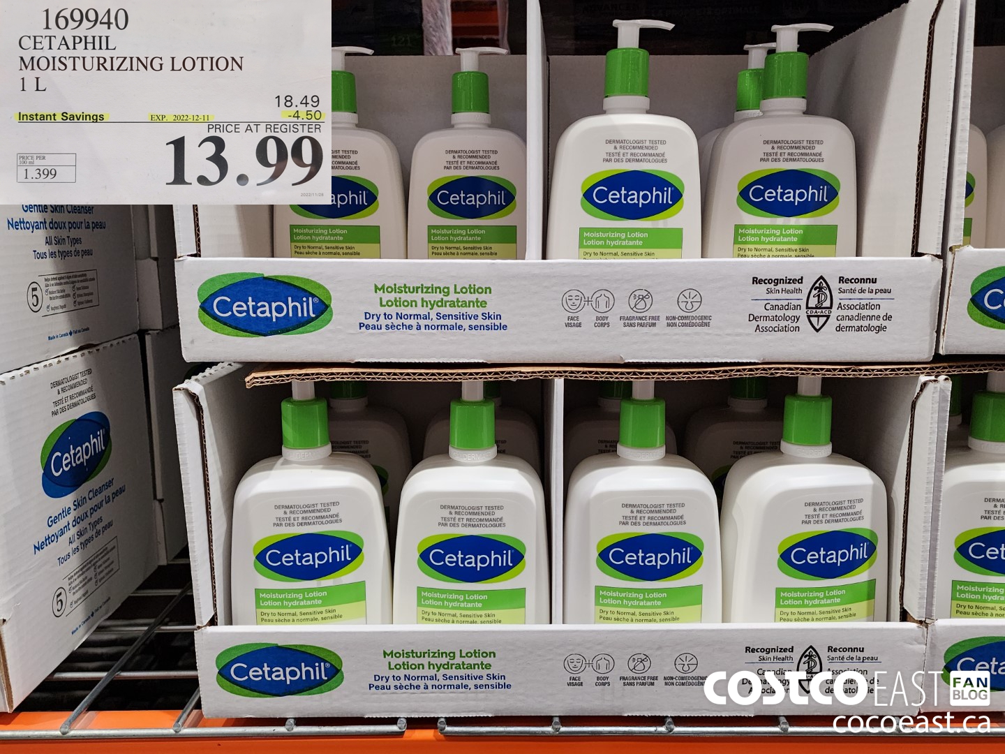 169940 CETAPHIL MOISTURIZING LOTION 1 L ($4.50 INSTANT SAVINGS EXPIRES ON 2022-12-11) $13.99