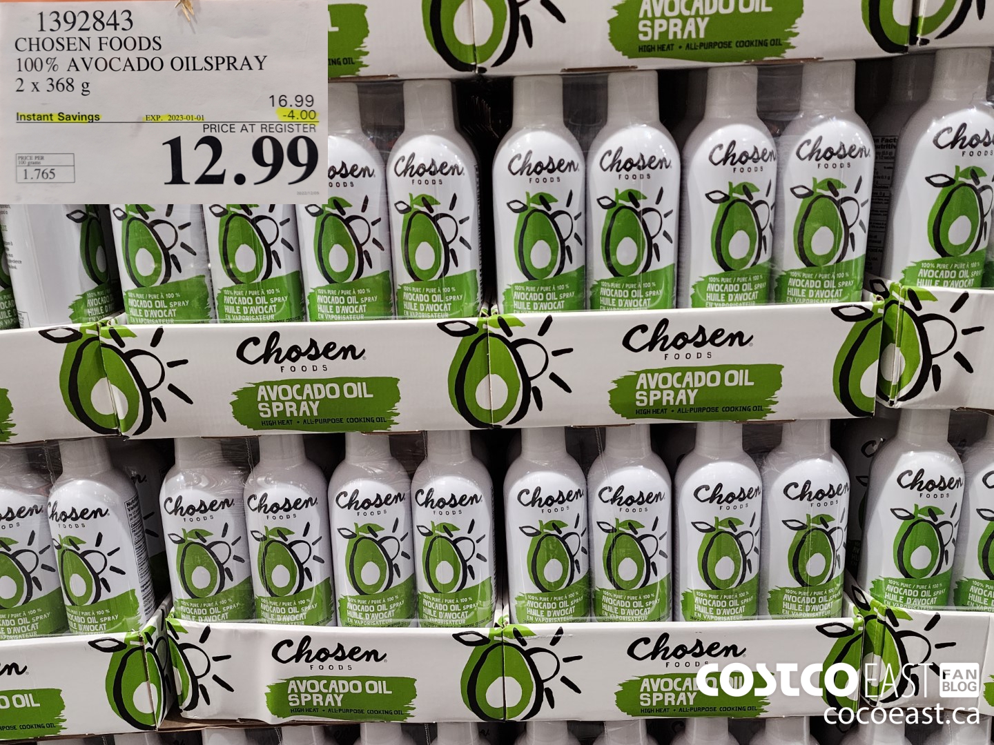 1392843 CHOSEN FOODS 100% AVOCADO OILSPRAY 2 x 368 G ($4.00 INSTANT SAVINGS EXPIRES ON 2023-01-01) $12.99