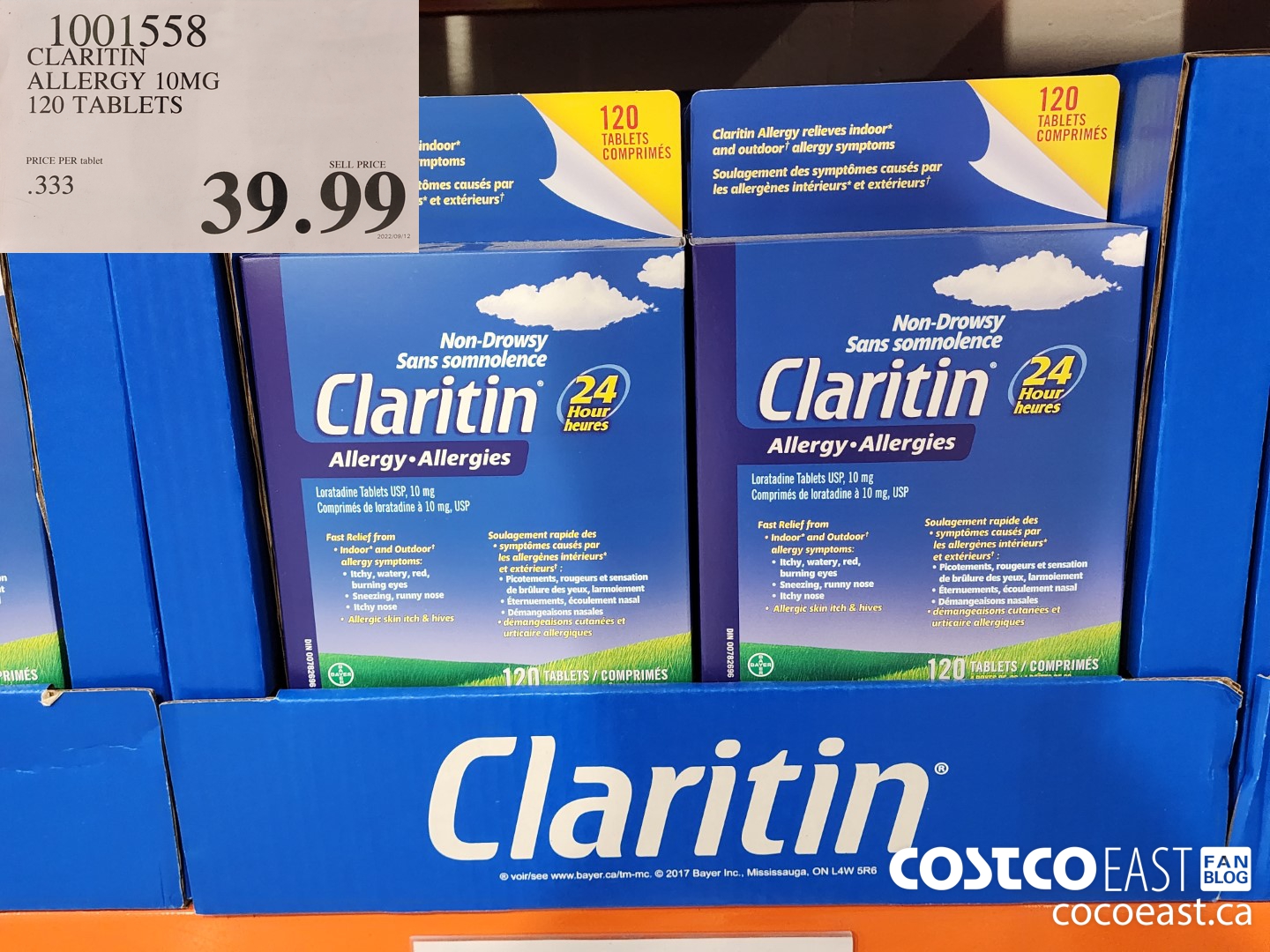 1001558 CLARITIN ALLERGY 10MG 120 TABLETS $39.99