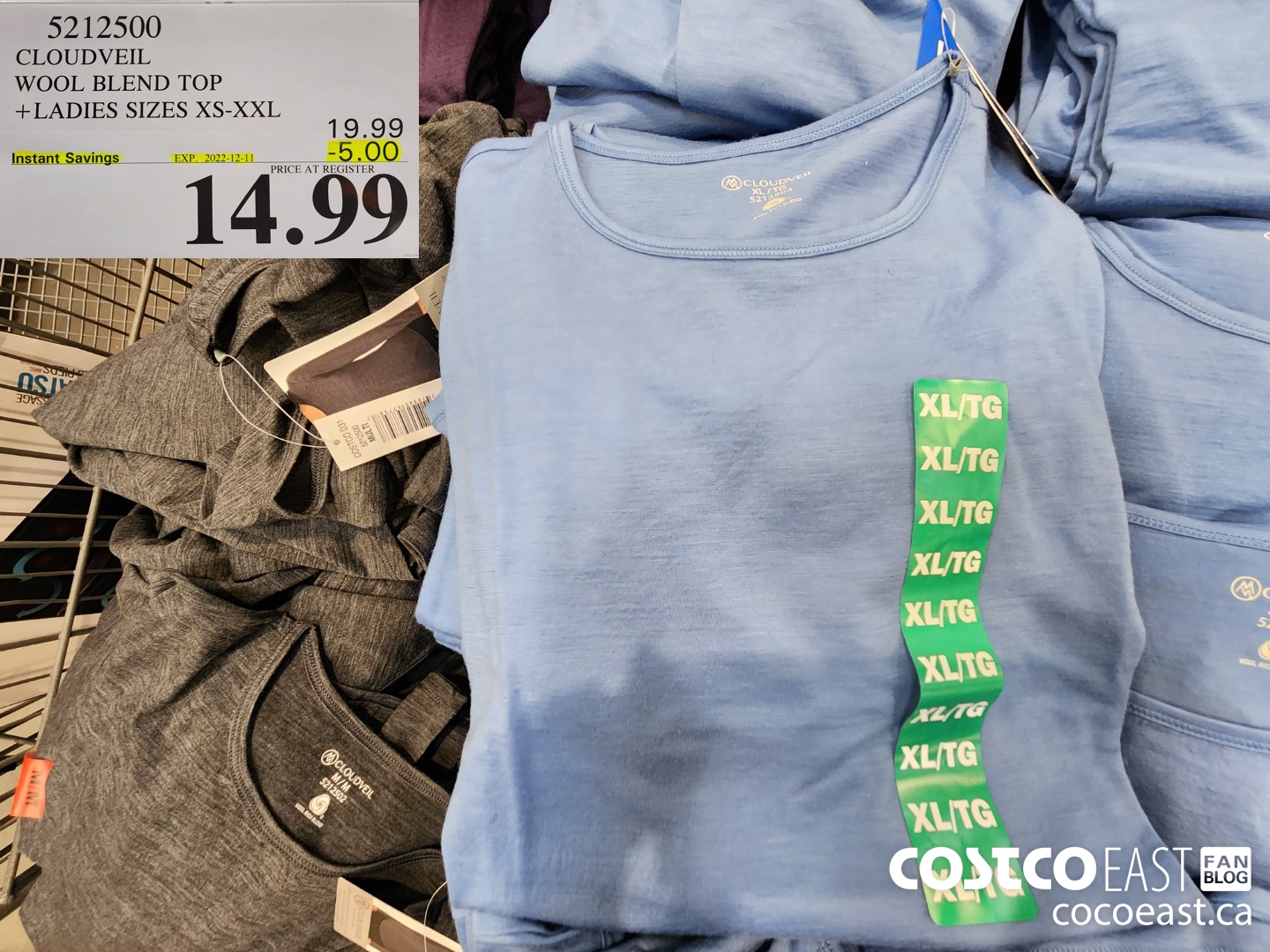 5212500 CLOUDVEIL WOOL BLEND TOP +LADIES SIZES XS-XXL ($5.00 INSTANT SAVINGS EXPIRES ON 2022-12-11) $14.99