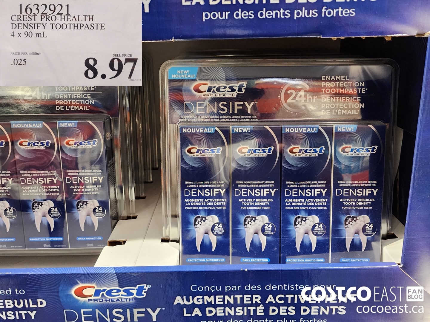 1632921 CREST PRO-HEALTH DENSIFY TOOTHPASTE 4 X 90 ML $8.97