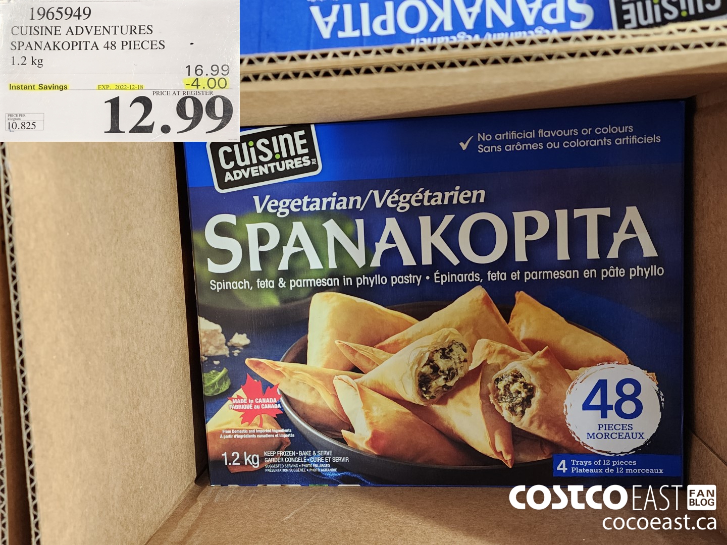 1965949 CUISINE ADVENTURES SPANAKOPITA 48 PIECES 1.2 KG ($4.00 INSTANT SAVINGS EXPIRES ON 2022-12-18) $12.99