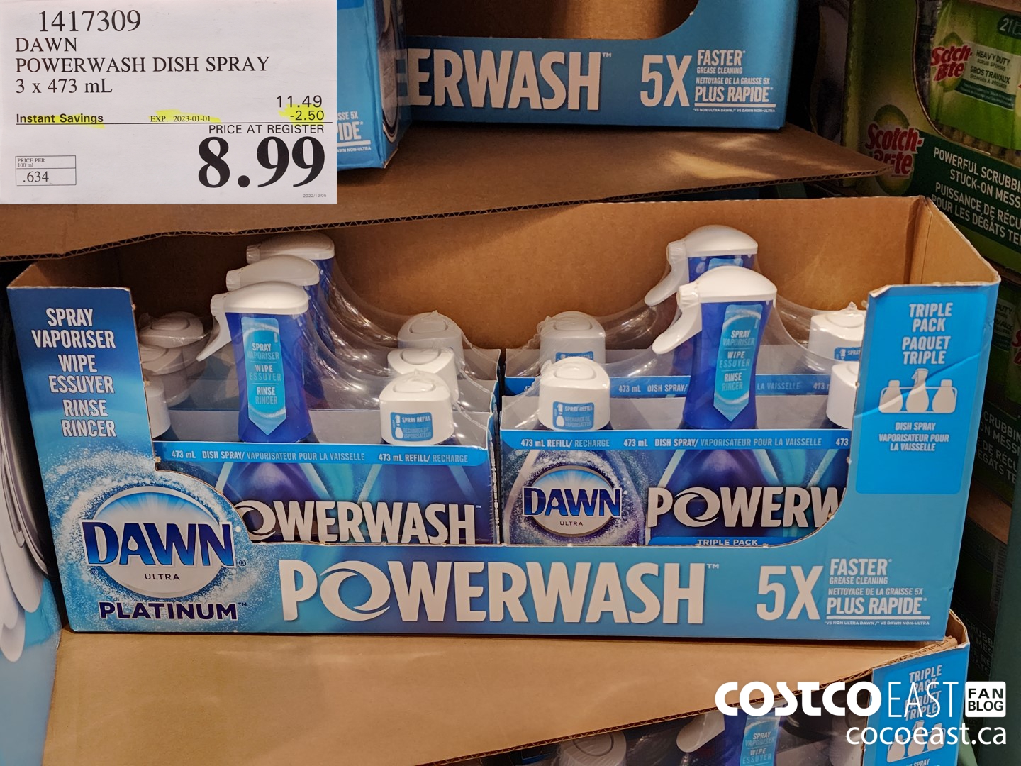 1417309 DAWN POWERWASH DISH SPRAY 3 X 473 mL ($2.50 INSTANT SAVINGS EXPIRES ON 2023-01-01) $8.99