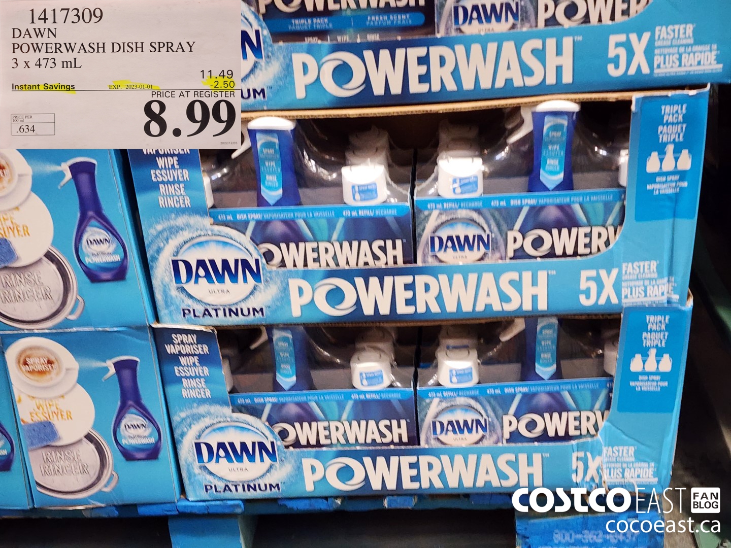 1417309 DAWN POWERWASH DISH SPRAY 3 X 473 mL ($2.50 INSTANT SAVINGS EXPIRES ON 2023-01-01) $8.99