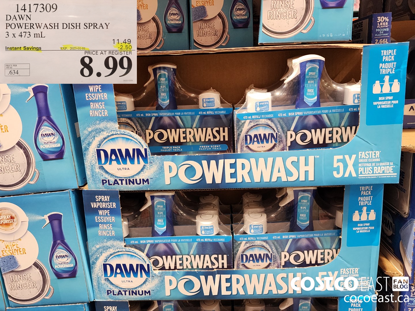 1417309 DAWN POWERWASH DISH SPRAY 3 X 473 mL ($2.50 INSTANT SAVINGS EXPIRES ON 2023-01-01) $8.99