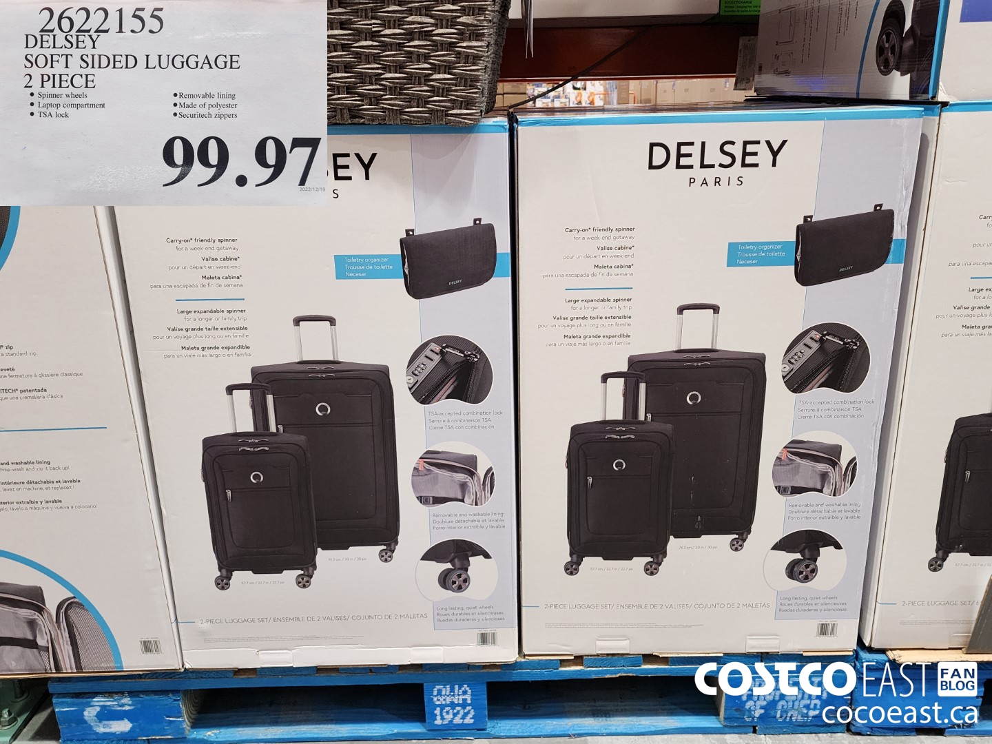 2622155 DELSEY SOFT SIDED LUGGAGE 2 PIECE $99.97