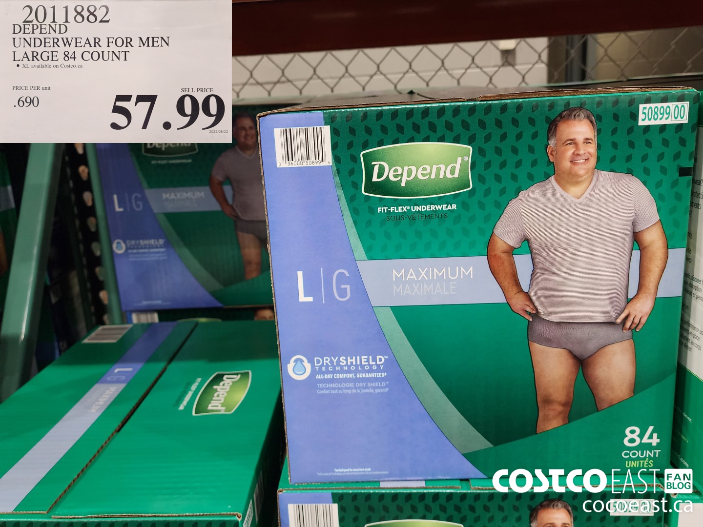 2011882 DEPEND UNDERWEAR FOR MEN LARGE 84 COUNT $57.99