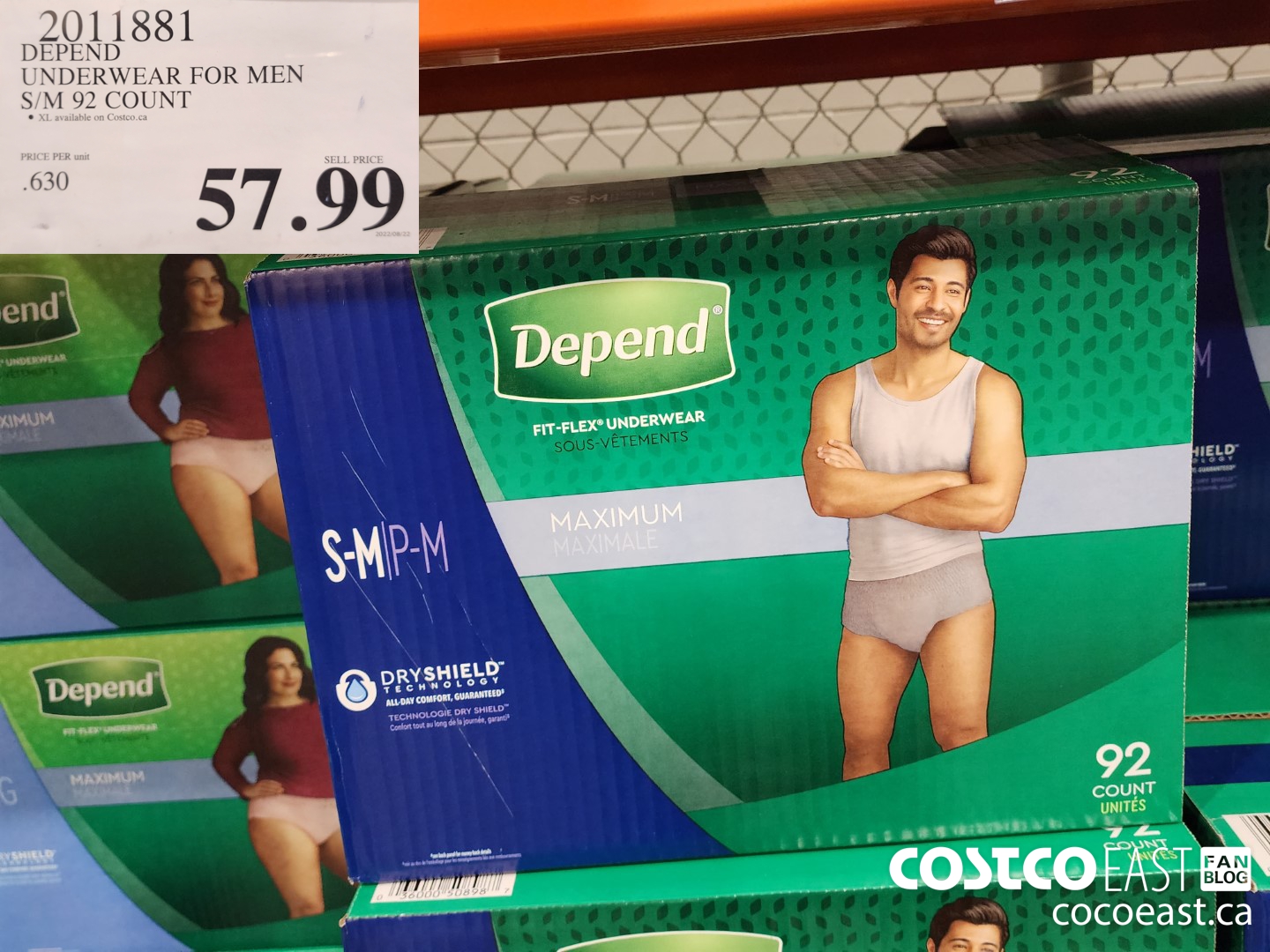 2011881 DEPEND UNDERWEAR FOR MEN S/M 92 COUNT $57.99