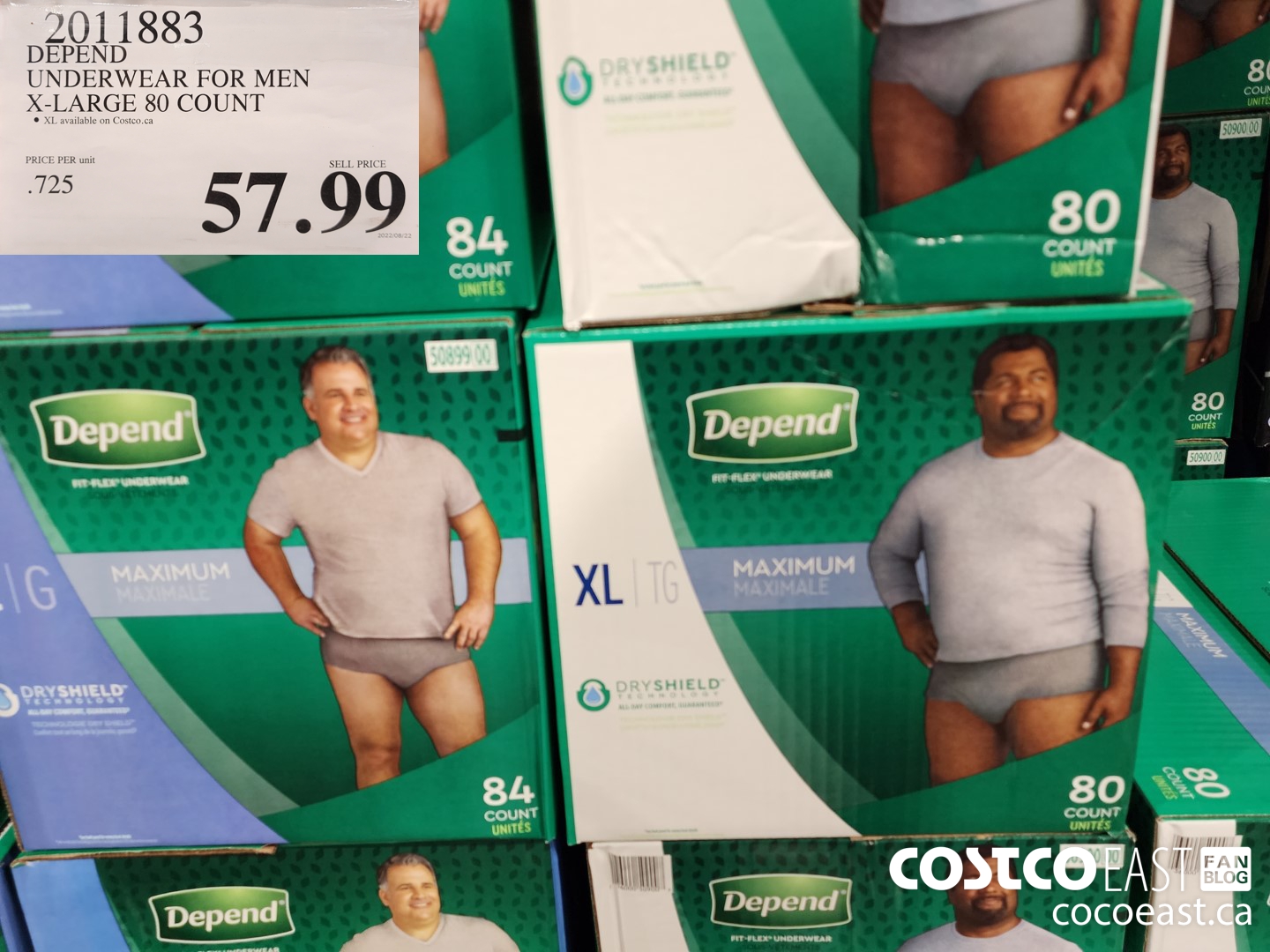 2011883 DEPEND UNDERWEAR FOR MEN X-LARGE 80 COUNT $57.99