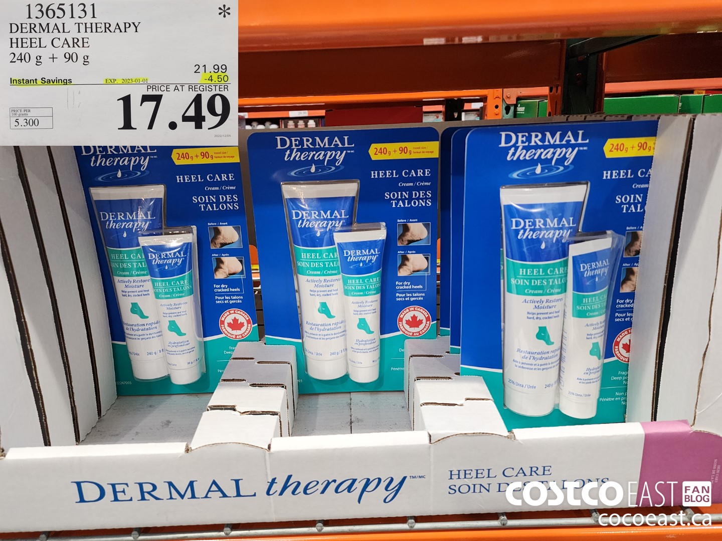 1365131 DERMAL THERAPY HEEL CARE 240 G + 90 G ($4.50 INSTANT SAVINGS EXPIRES ON 2023-01-01) $17.49