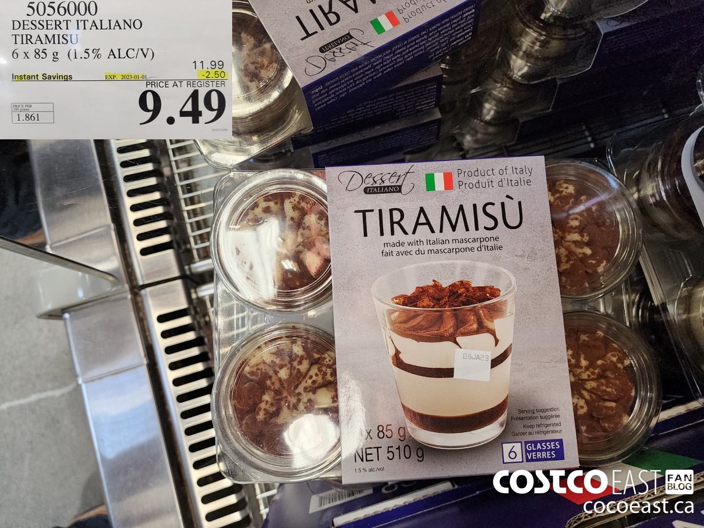 5056000 DESSERT ITALIANO TIRAMISU 6 X 85 G ($2.50 INSTANT SAVINGS EXPIRES ON 2023-01-01) $9.49