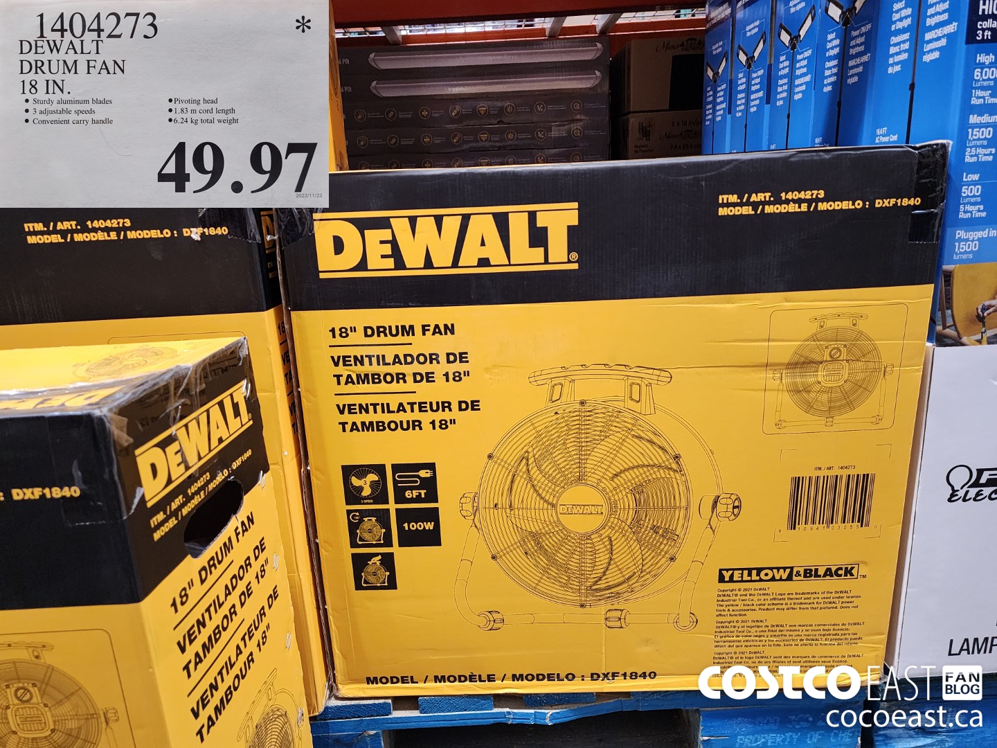 1404273 DEWALT DRUM FAN 18 IN. $49.97