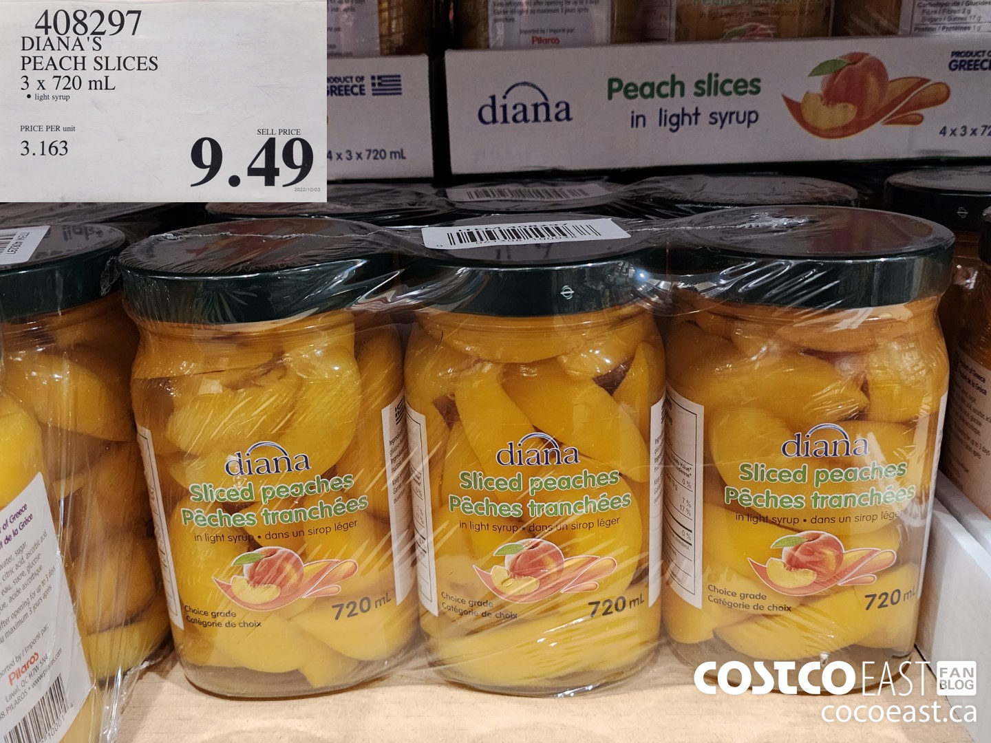 408297 DIANA'S PEACH SLICES 3 x 720 mL $9.49