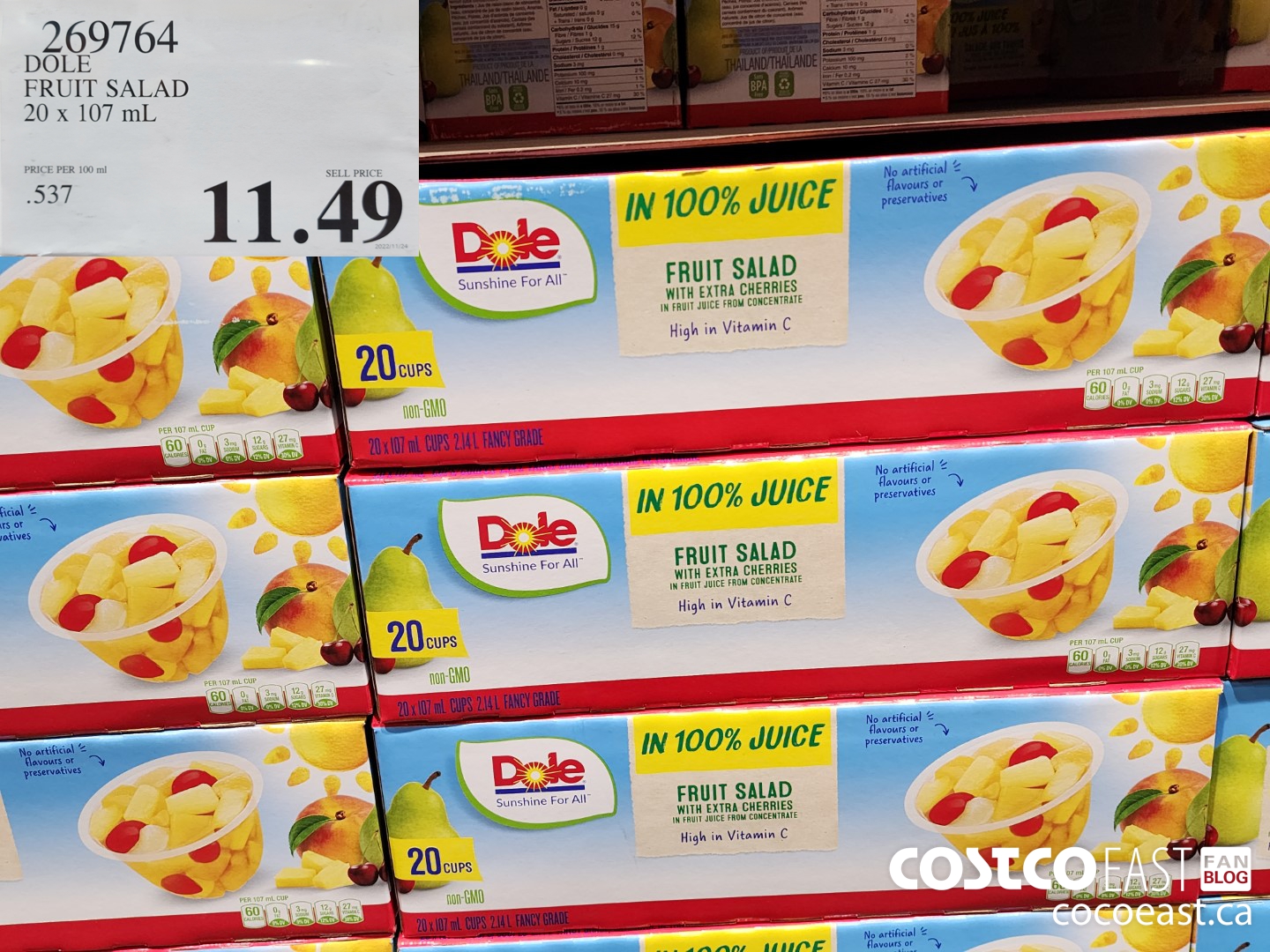 269764 DOLE FRUIT SALAD 20 X 107 ML $11.49