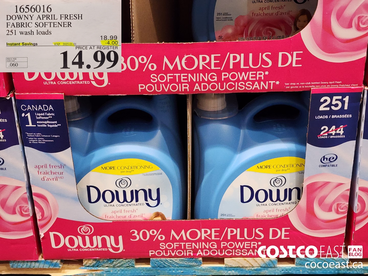 1656016 DOWNY APRIL FRESH FABRIC SOFTENER 251 wash loads ($4.00 INSTANT SAVINGS EXPIRES ON 2023-01-01) $14.99