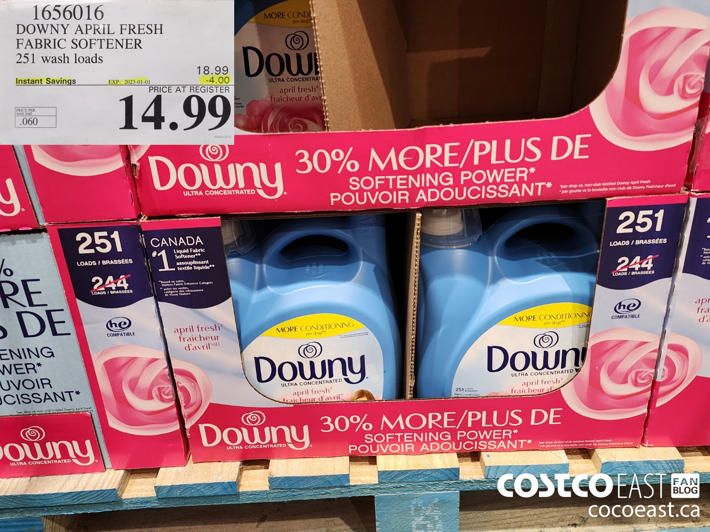 1656016 DOWNY APRIL FRESH FABRIC SOFTENER 251 wash loads ($4.00 INSTANT SAVINGS EXPIRES ON 2023-01-01) $14.99