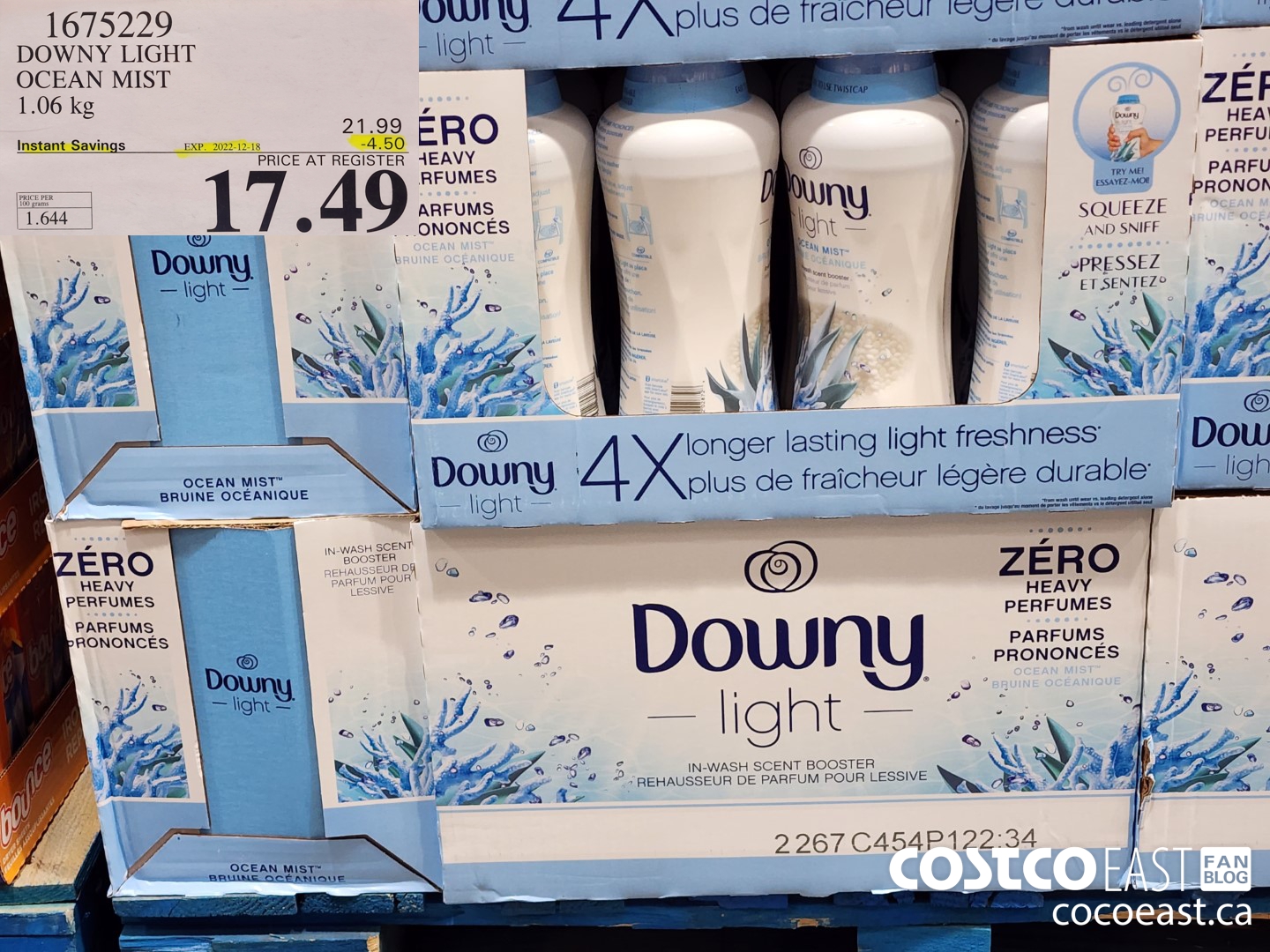 1675229 DOWNY LIGHT OCEAN MIST 1.06 KG ($4.50 INSTANT SAVINGS EXPIRES ON 2022-12-18) $17.49