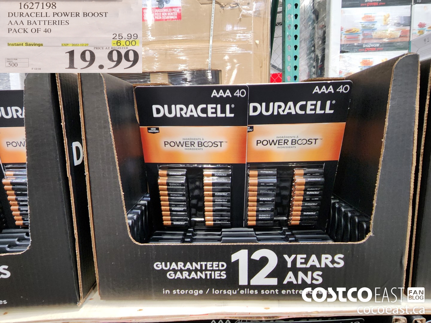 1627198 DURACELL POWER BOOST AAA BATTERIES PACK OF 40 ($6.00 INSTANT SAVINGS EXPIRES ON 2022-12-27) $19.99