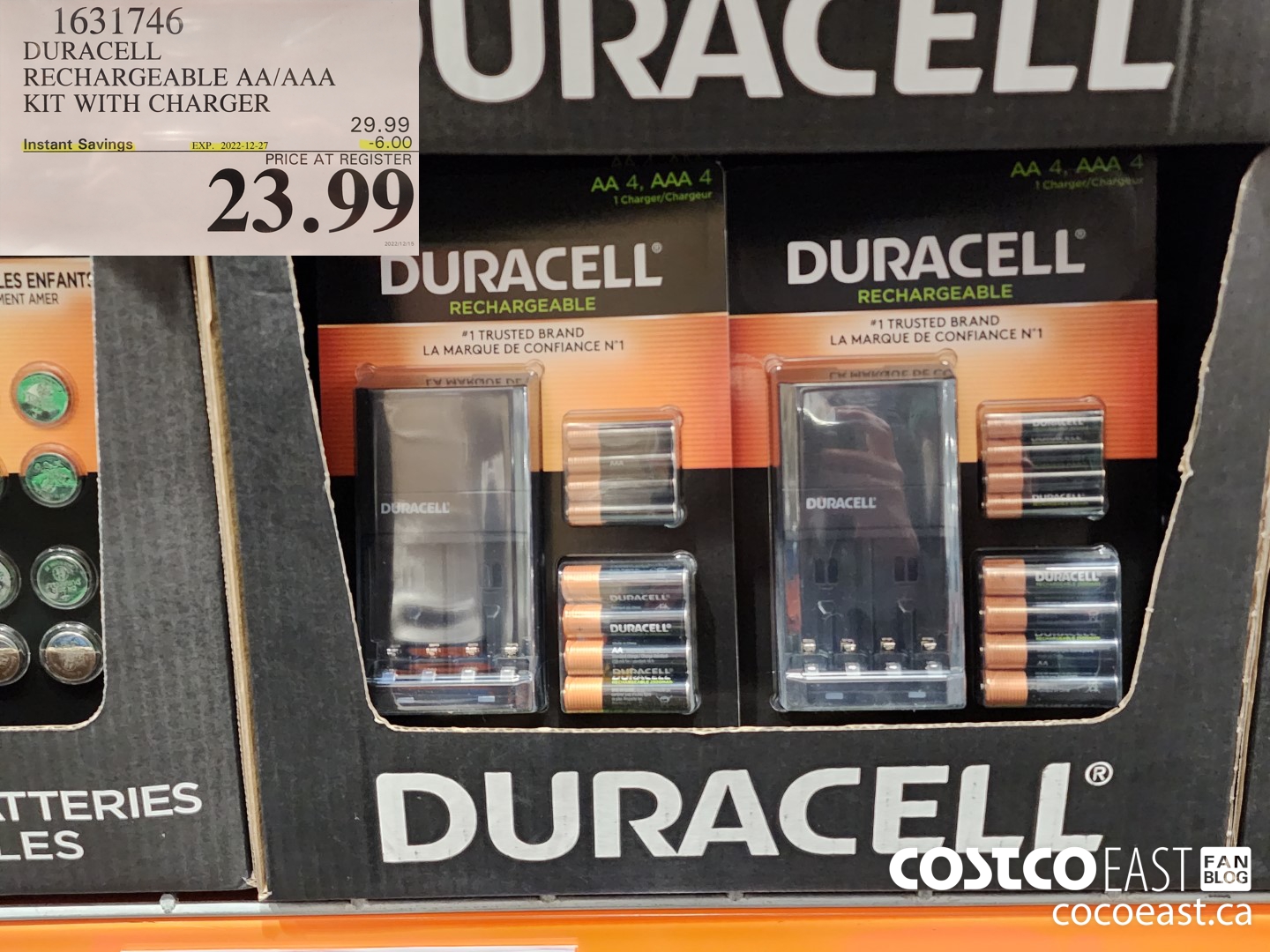 1631746 DURACELL RECHARGEABLE AA/AAA KIT WITH CHARGER ($6.00 INSTANT SAVINGS EXPIRES ON 2022-12-27) $23.99