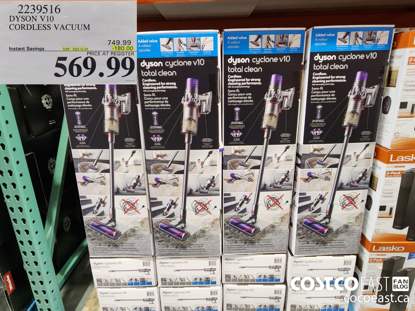 2239516 DYSON V10 CORDLESS VACUUM ($180.00 INSTANT SAVINGS EXPIRES ON 2022-12-29) $569.99