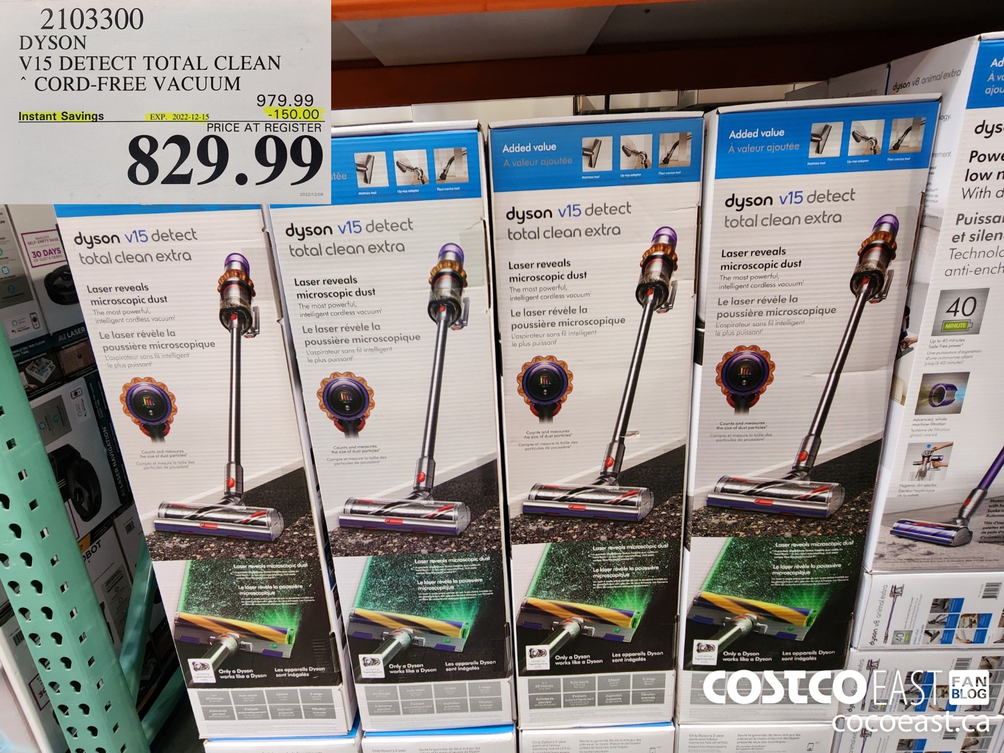2103300 DYSON V15 DETECT TOTAL CLEAN CORD-FREE VACUUM ($150.00 INSTANT SAVINGS EXPIRES ON 2022-12-15) $829.99