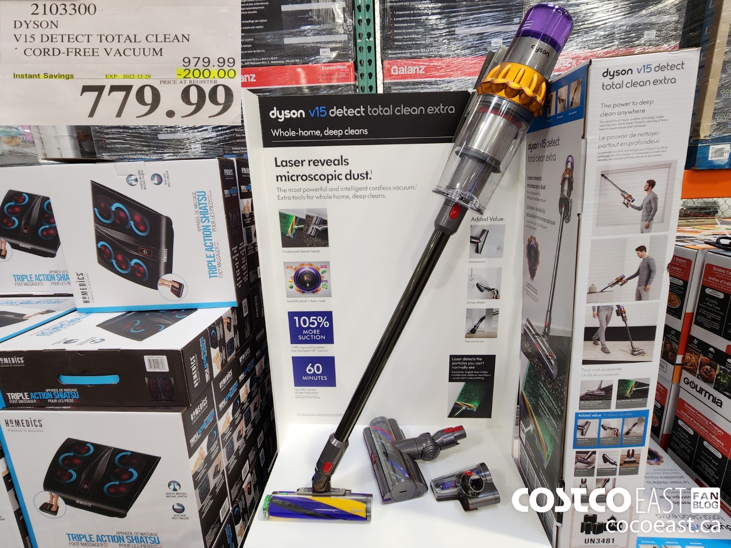 2103300 DYSON V15 DETECT TOTAL CLEAN CORD-FREE VACUUM ($200.00 INSTANT SAVINGS EXPIRES ON 2022-12-29) $779.99