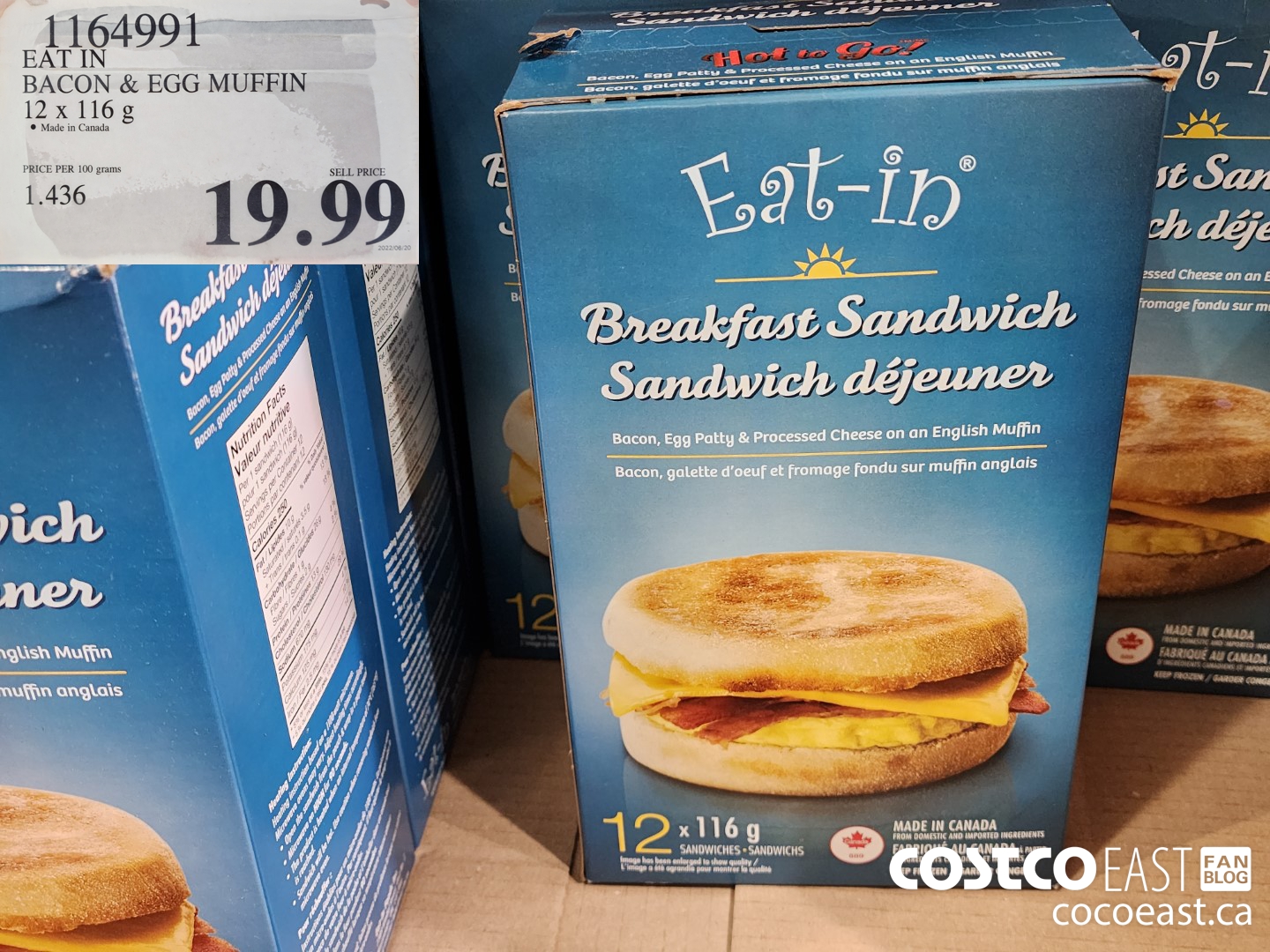 1164991 EAT IN BACON & EGG MUFFIN 12 X 116 G $19.99