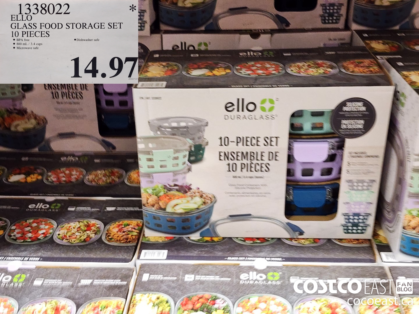 1338022 ELLO GLASS FOOD STORAGE SET 10 PIECES $14.97