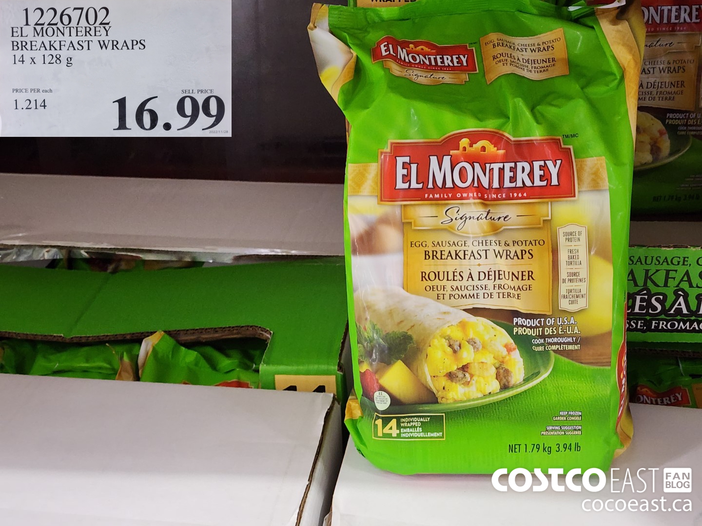 1226702 EL MONTEREY BREAKFAST WRAPS 14x 128G $16.99