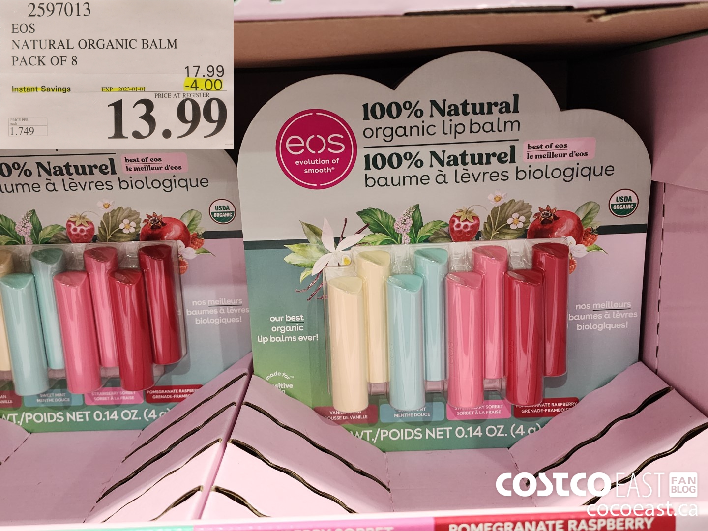 2597013 EOS NATURAL ORGANIC BALM PACK OF 8 ($4.00 INSTANT SAVINGS EXPIRES ON 2023-01-01) $13.99