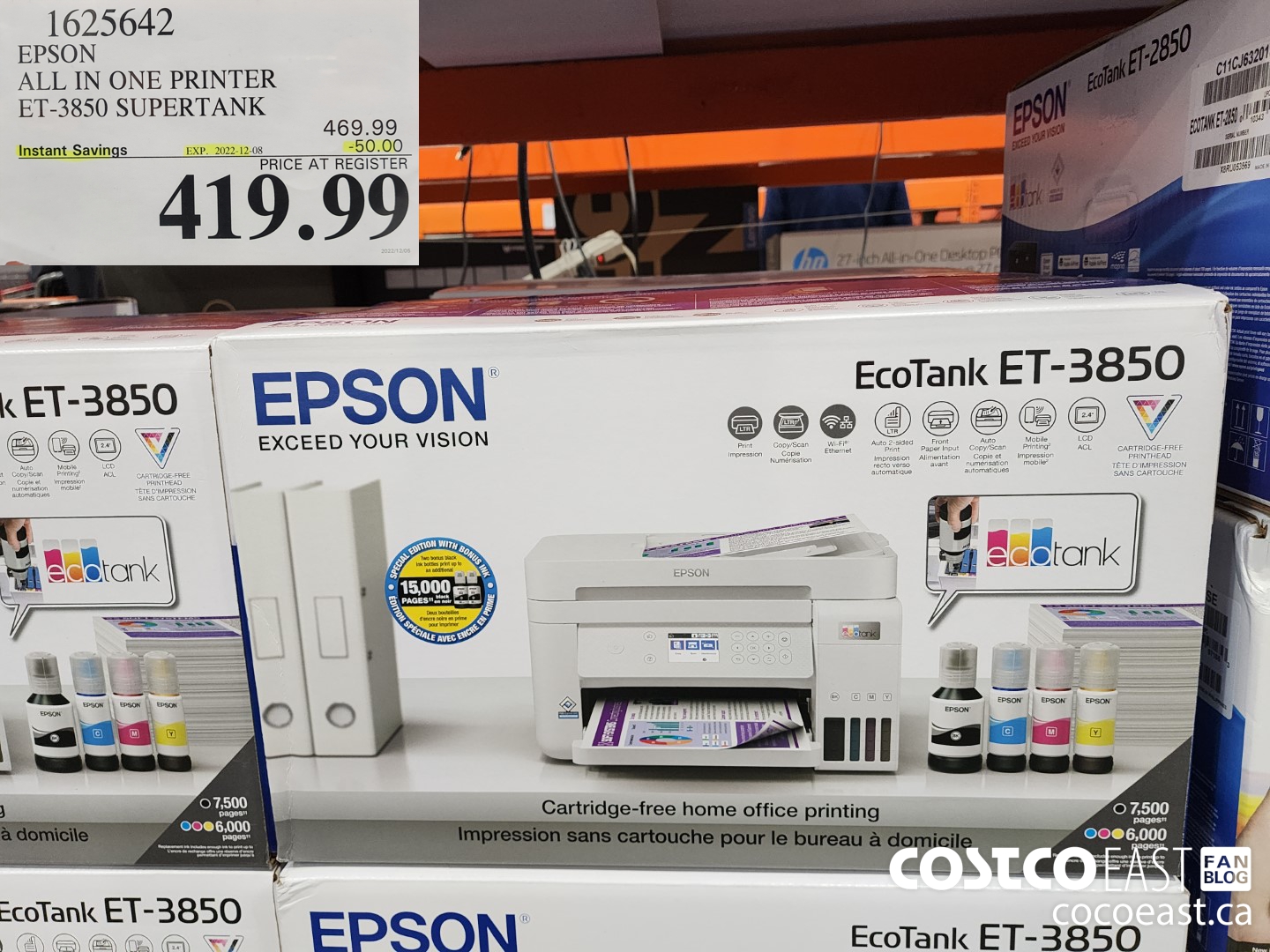 1625642 EPSON ALL IN ONE PRINTER ET-3850 Supertank ($50.00 INSTANT SAVINGS EXPIRES ON 2022-12-08) $419.99