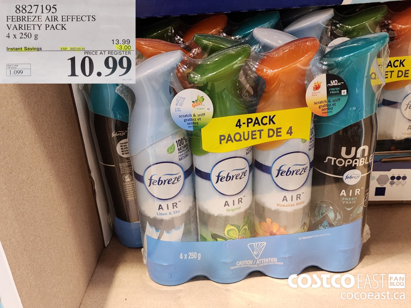 8827195 FEBREZE AIR EFFECTS VARIETY PACK 4 x 250 g ($3.00 INSTANT SAVINGS EXPIRES ON 2023-01-01) $10.99