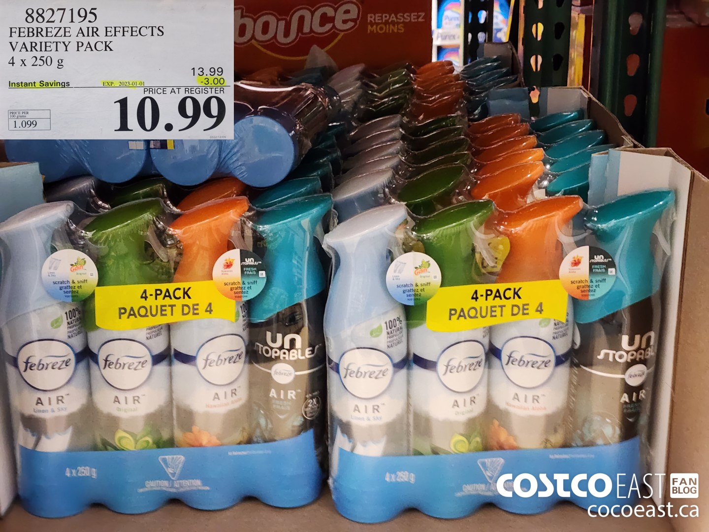 8827195 FEBREZE AIR EFFECTS VARIETY PACK 4 x 250 g ($3.00 INSTANT SAVINGS EXPIRES ON 2023-01-01) $10.99