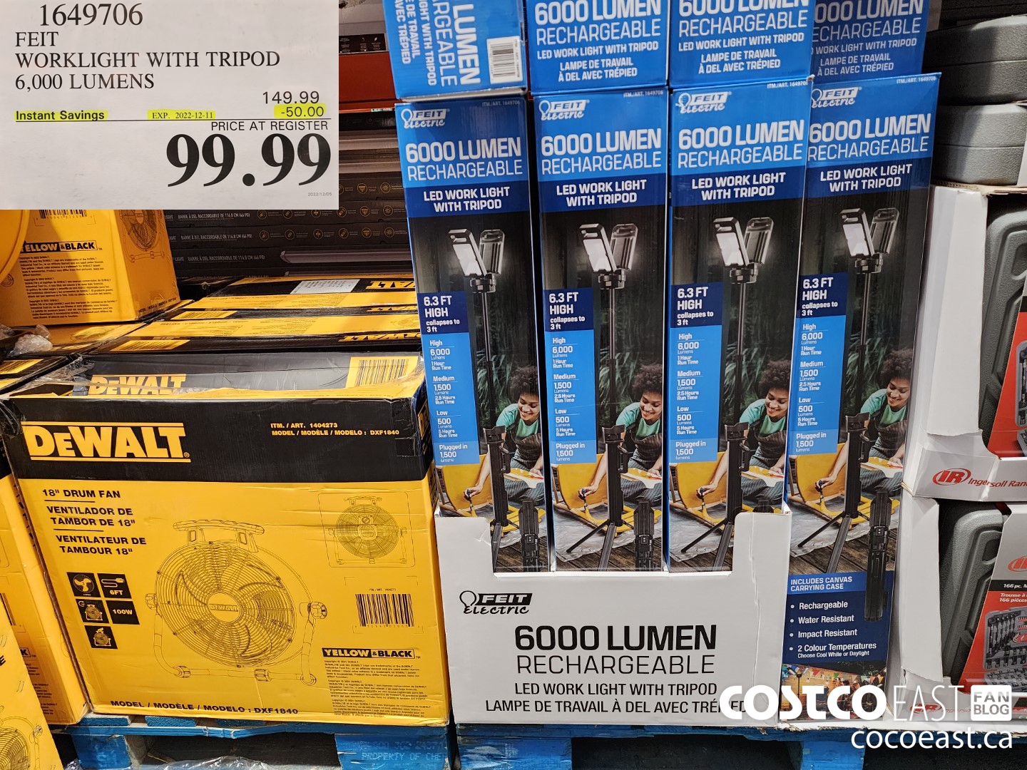 1649706 FEIT WORKLIGHT WITH TRIPOD 6,000 LUMENS ($50.00 INSTANT SAVINGS EXPIRES ON 2022-12-11) $99.99